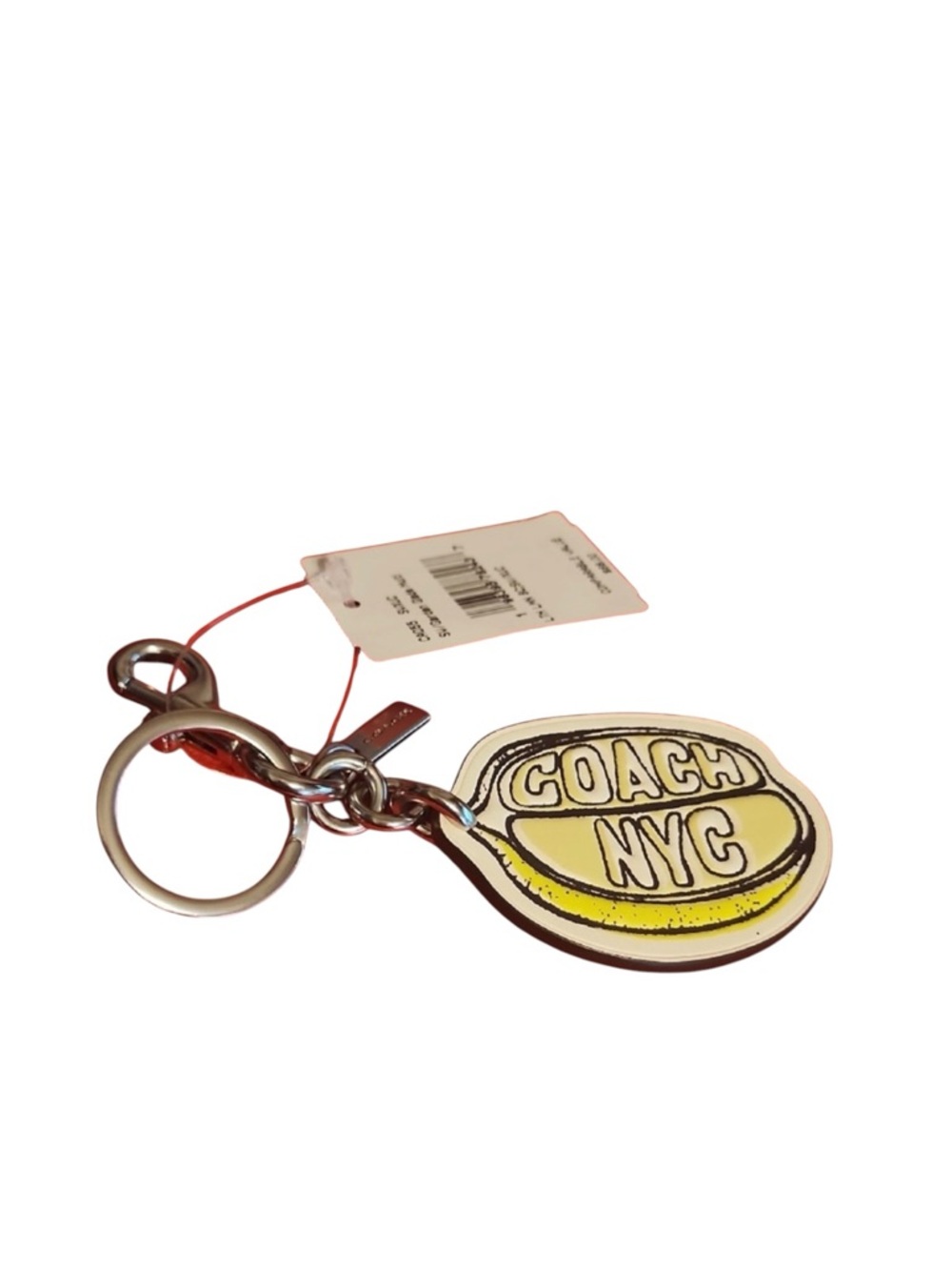 ✨💎NWT 💎✨ COACH NYC Yellow Logo Lemon Keychain - Picture 1 of 3